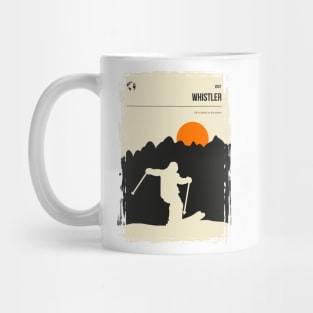 Whistler skiing vancouver travel poster in minimal retro book cover style Mug